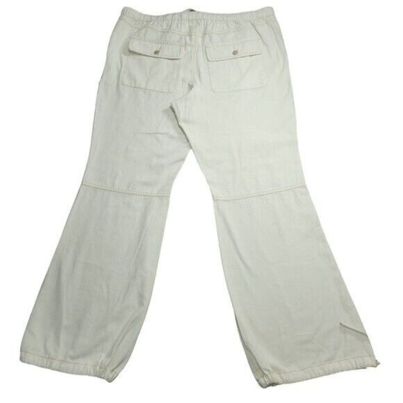 We The Free Womens Ivory Relax Cotton Pants Wide Leg Drawstring Waistband L NEW - Picture 2 of 15